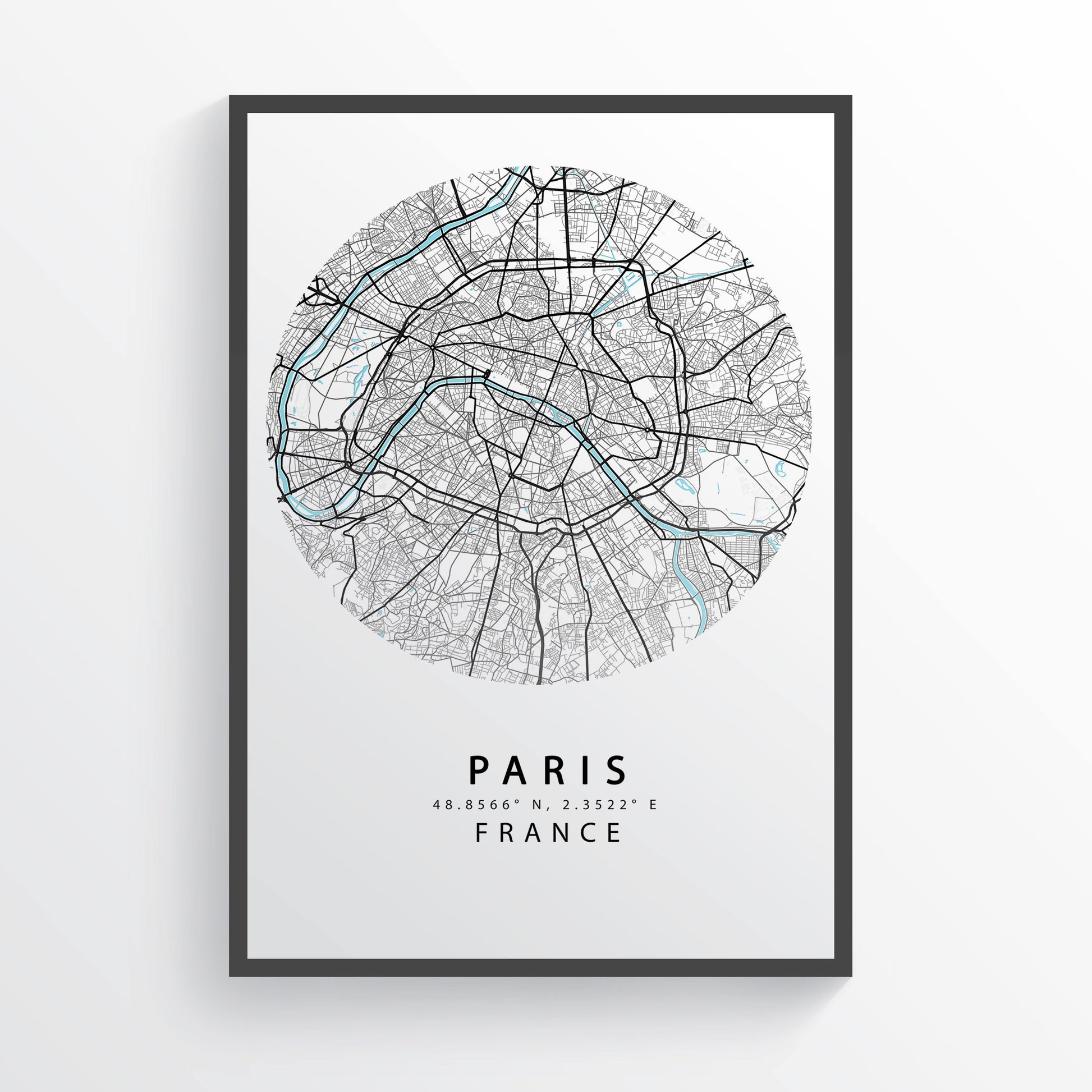 PARIS Map Print | France Map Art Poster | Paris Street Road Map Print | Variety Sizes - 98types
