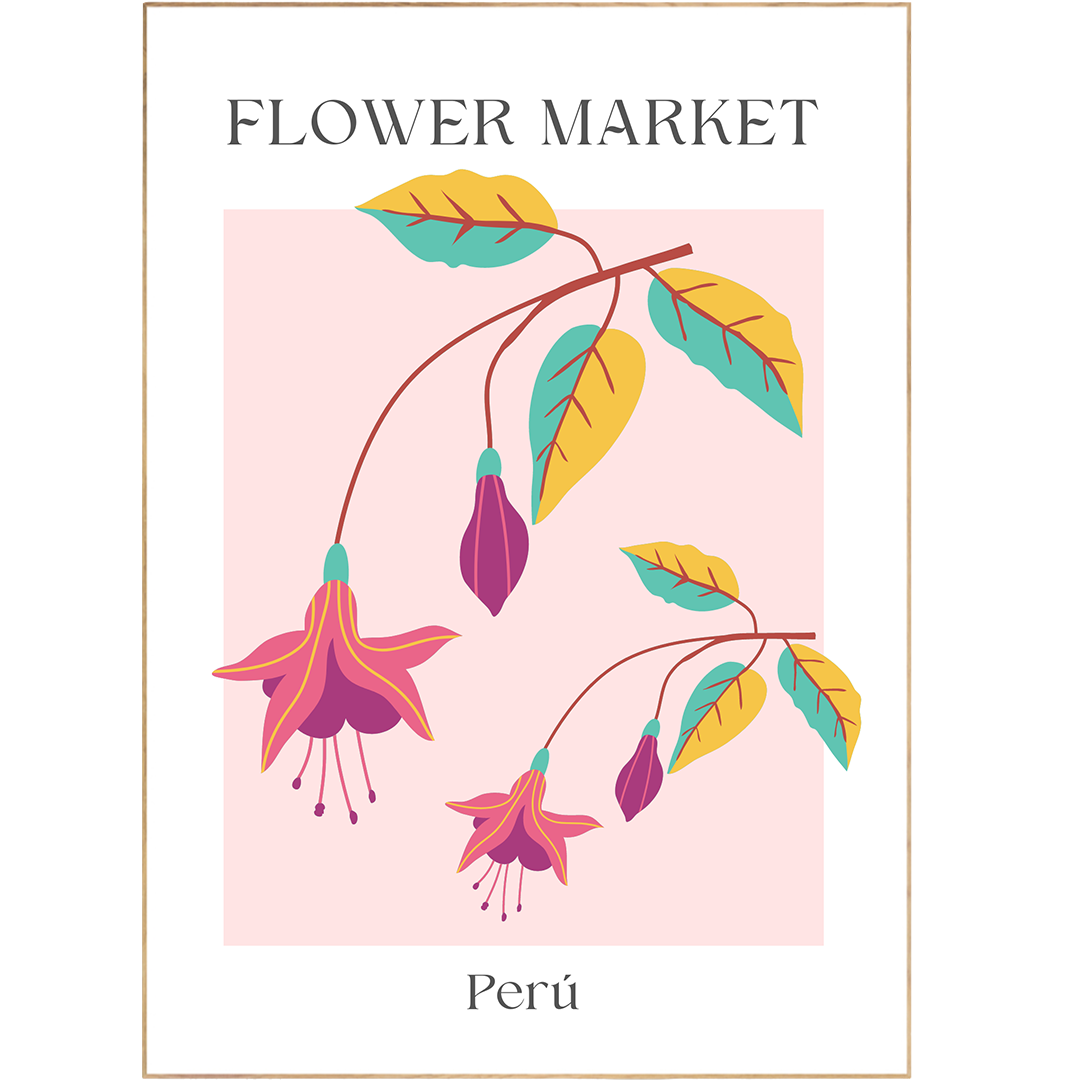 Bring a touch of the outdoors into your home with this Peru Flowers Market Print. Featuring contemporary art prints from the UK, this eye-catching poster is perfect for kitchen, bedroom, or living room walls. This stylish poster with Scandinavian design adds a beautiful finishing touch to any home.