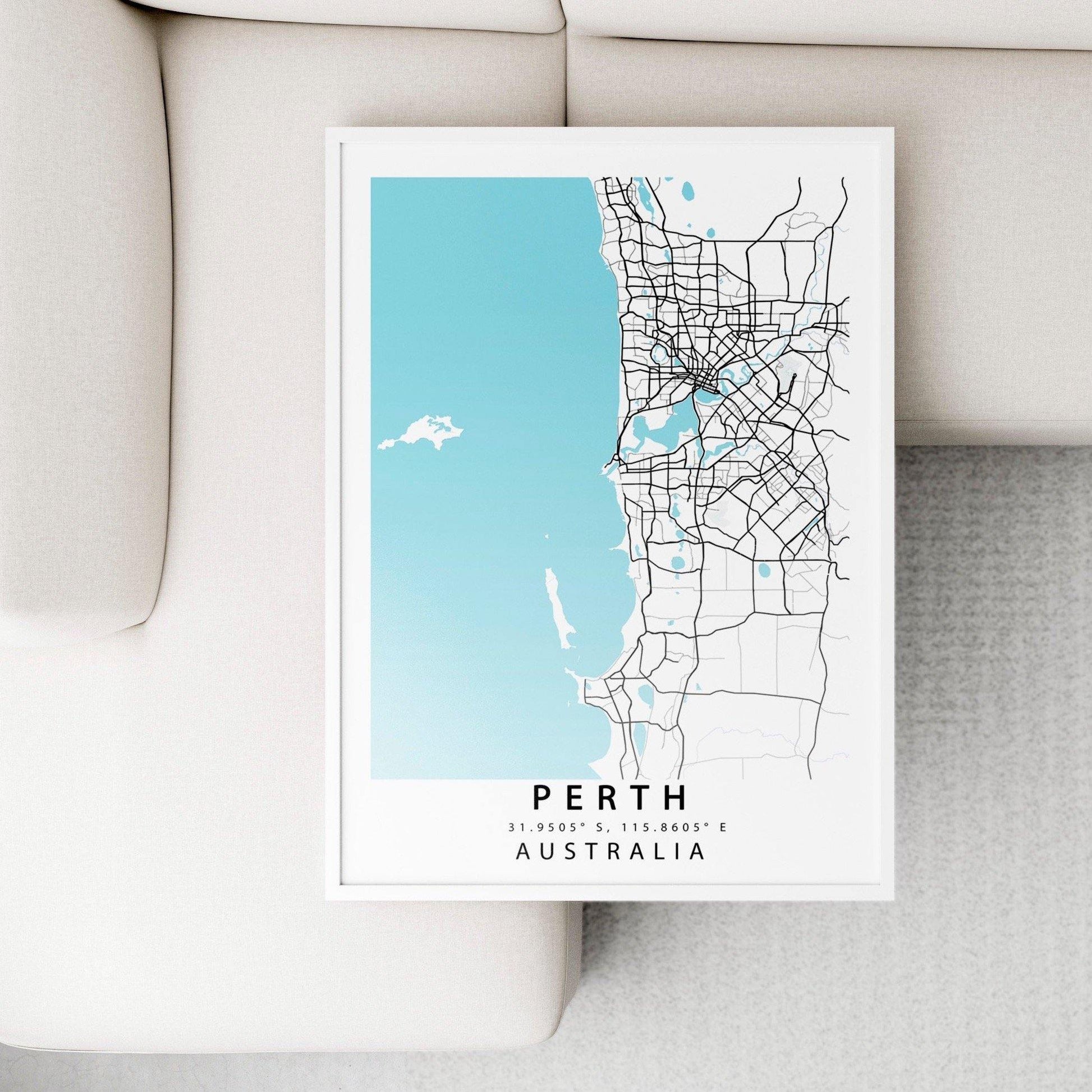 PERTH Map Print | Map Art Poster | Perth City Street | Australia Road Map Print | Variety Sizes
