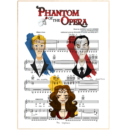 The Phantom of the Opera Song Lyric Print | Song Music Sheet Notes Print  Everyone has a favorite song and now you can show the score as printed staff. The personal favorite song sheet print shows the song chosen as the score. 