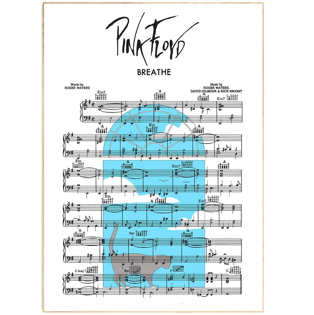 Pink Floyd - Breathe Song Print | Song Music Sheet Notes Print Everyone has a favorite song especially Pink Floyd Print, and now you can show the score as printed staff. The personal favorite song sheet print shows the song chosen as the score. 