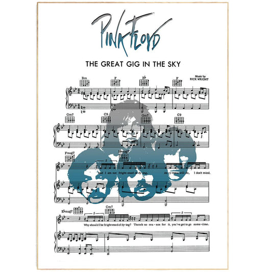 Pink Floyd - The Great Gig In The Sky Song Print | Song Music Sheet Notes Print Everyone has a favorite song especially Pink Floyd Print, and now you can show the score as printed staff. The personal favorite song sheet print shows the song chosen as the score. 