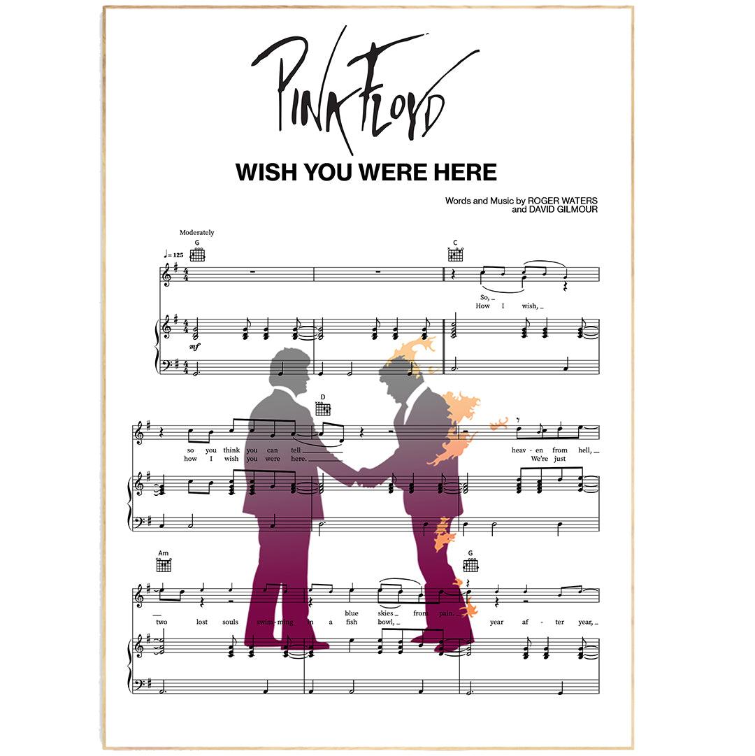 Pink Floyd Wish You Were Here Song Print | Song Music Sheet Notes Print Everyone has a favorite song especially Pink Floyd Print, and now you can show the score as printed staff. The personal favorite song sheet print shows the song chosen as the score. 