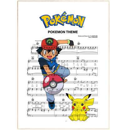 Capture your favorite Pokemon theme song with this beautiful poster This poster is perfect for any Pokemon fan, or anyone who appreciates beautiful artwork. The lyrics of the song are printed in elegant script, making it the perfect addition to your home décor or as a unique gift for a loved one. Add a touch of nostalgia to your home with this stylish poster.