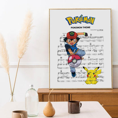 A must-have for all Pokemon fans! This poster features the main theme from the popular Pokemon video game franchise. It's perfect for any fan of the games, or for anyone who wants a cool, unique piece of wall art. The perfect gift for any Pokemon fan, or for anyone who loves music and lyrics prints.