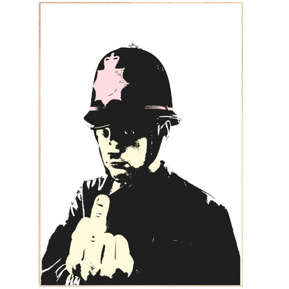 Show the world what you're really made of with this Banksy Middle Finger Poster Print. Featuring the iconic street art of the one and only Banksy, this poster is sure to get your message across loud and clear. Whether you're looking to make a statement in your home or office, this poster is the perfect way to do it.