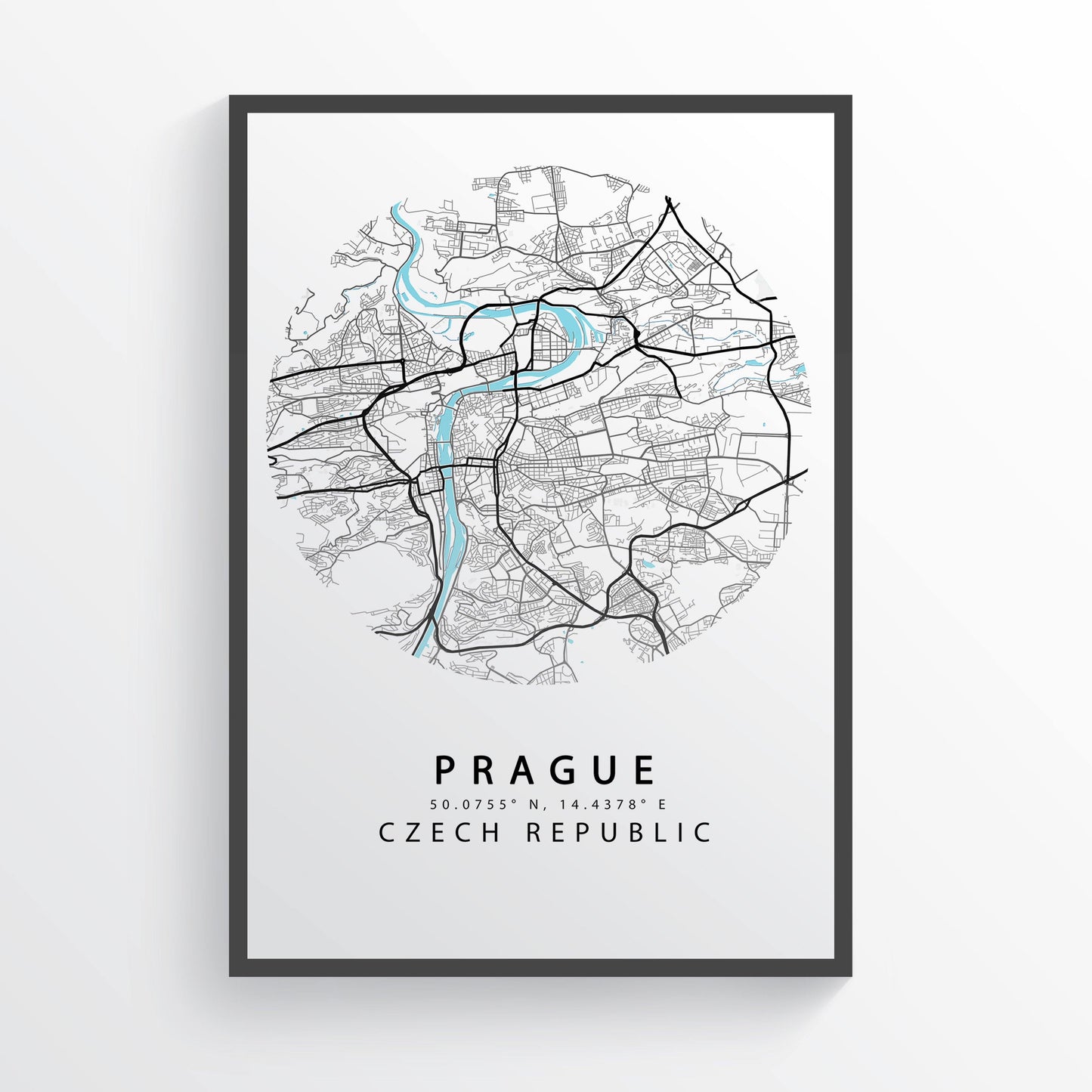 PRAGUE Czech Republic Map Print | Praha Czechia Map Art Poster | City Street Road Map Print | Variety Sizes - 98types