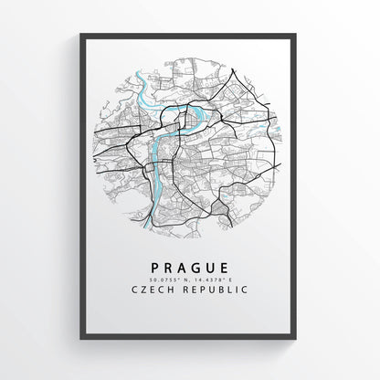 PRAGUE Czech Republic Map Print | Praha Czechia Map Art Poster | City Street Road Map Print | Variety Sizes - 98types