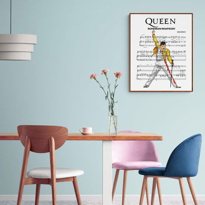 Queen – Bohemian Rhapsody Print | Sheet Music Wall Art | Song Music Sheet Notes Print The personal favorite song sheet print shows the song chosen as the score. Everyone has a favorite song and now you can show the score as printed staff.