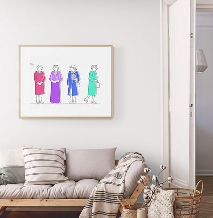 The Queen Elizabeth Silhouette Line Art Print | Contemporary Minimal Wall Decor | Scandi Design Style - 98types