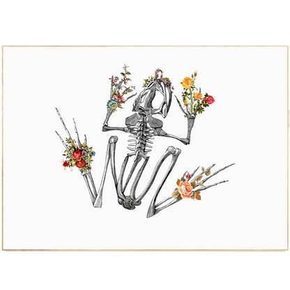 Frog Skeleton Anatomical Flowers Body Print