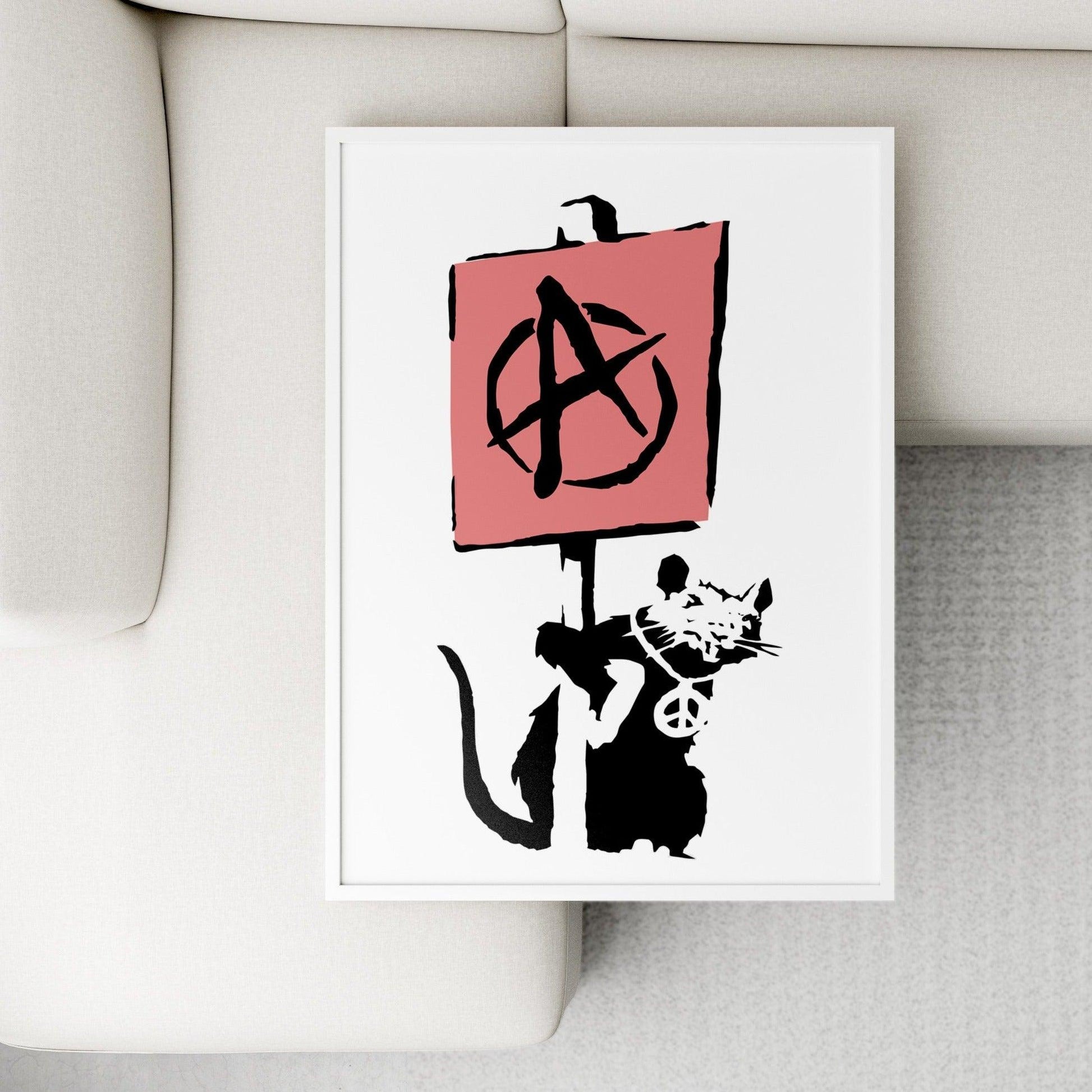 This is an original print by Banksy, one of the most renowned street artists in the world. Banksy is known for his subversive, political art. His rat stencils can be found all over the world and are often accompanied by graffiti tags. This high-quality print is a must-have for any street art lover or Banksy fan. - 98types
