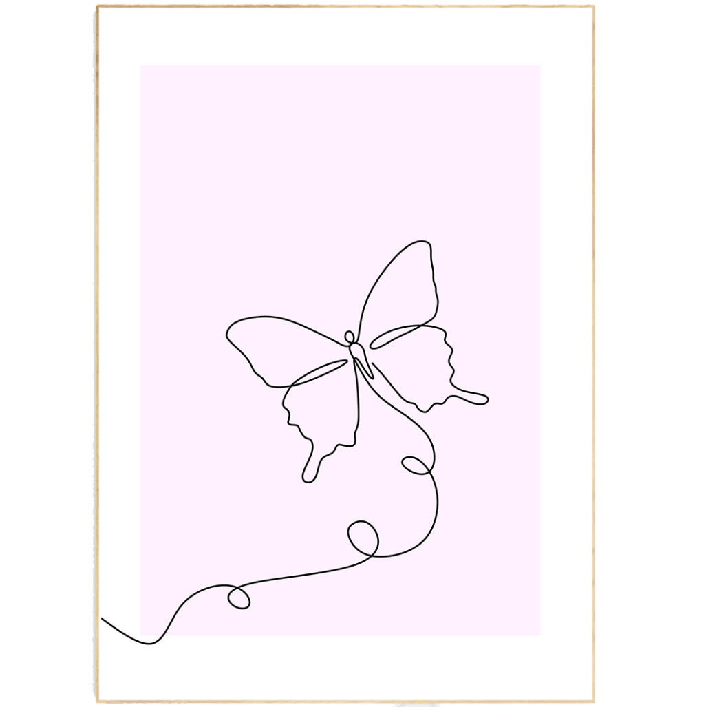 Fly Butterfly Line Art Print | Scandi Design Style