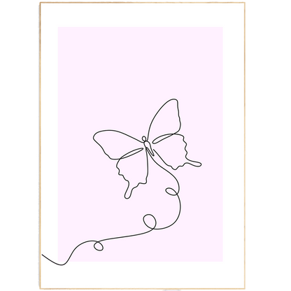 Fly Butterfly Line Art Print | Scandi Design Style
