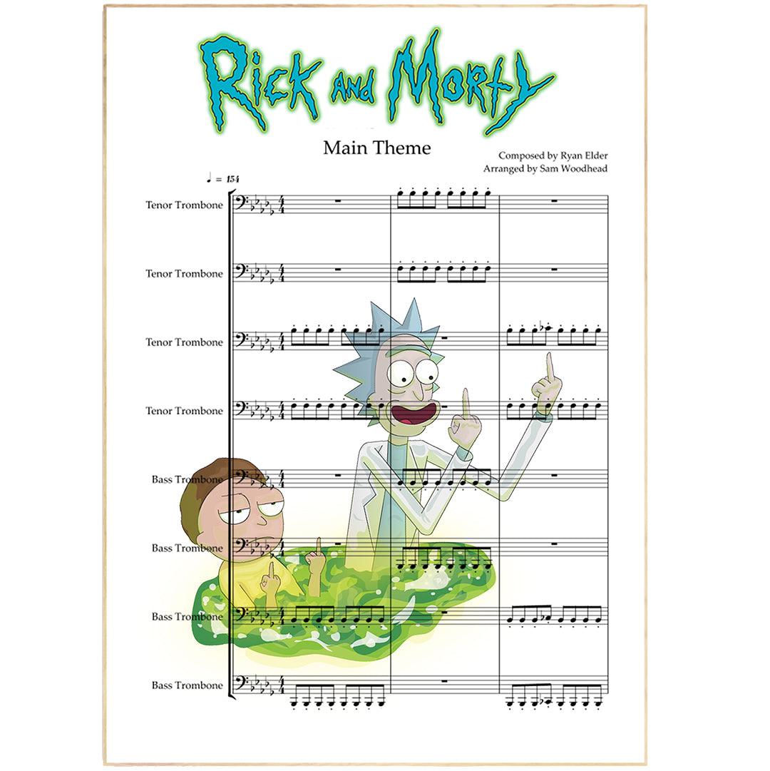 Rick and Morty Main Theme Song  Song Music Sheet Notes Print Everyone has a favorite Song lyric prints and with Rick and Morty now you can show the score as printed staff. The personal favorite song lyrics art shows the song chosen as the score.