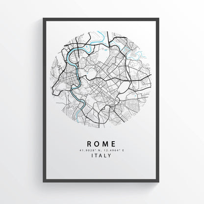 ROME Italy Map Print | Map Art Poster | Roma Italia Lazio | City Street Road Map Print | Variety Sizes - 98types