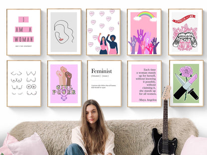 Support Feminism Print | Wall Art Bedroom Decor Feminism | Girl Power Prints Art | Inspirational Poster - 98types