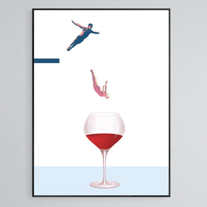 Swimming Wine Art Print - 98types