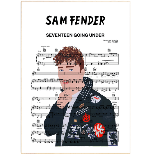 Get your bedroom in gear with this stylish art print. A must-have for any music lover, this print features the lyrics to Sam Fender's Seventeen Going Under. It makes a great addition to any gallery wall or bedroom. A unique and personal gift for any music fan, this print can be customized to include the name and date of your choice.