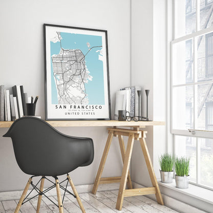 Get to know the city like never before with this San Francisco City Street Map Print. With intricate detail and bright, bold colors, this print is perfect for any home or office. A great way to add some personality to your space, this print is sure to be a conversation starter. Whether you're a native to the city or just dreaming of a visit, this print is a must-have. - 98types