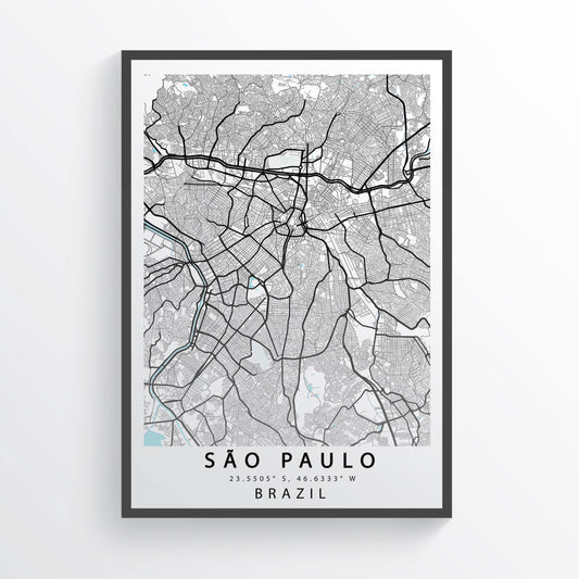 SAO PAULO Brazil Map Print | São Paulo Brasil Art Poster | City Street Road | Variety Sizes - 98types