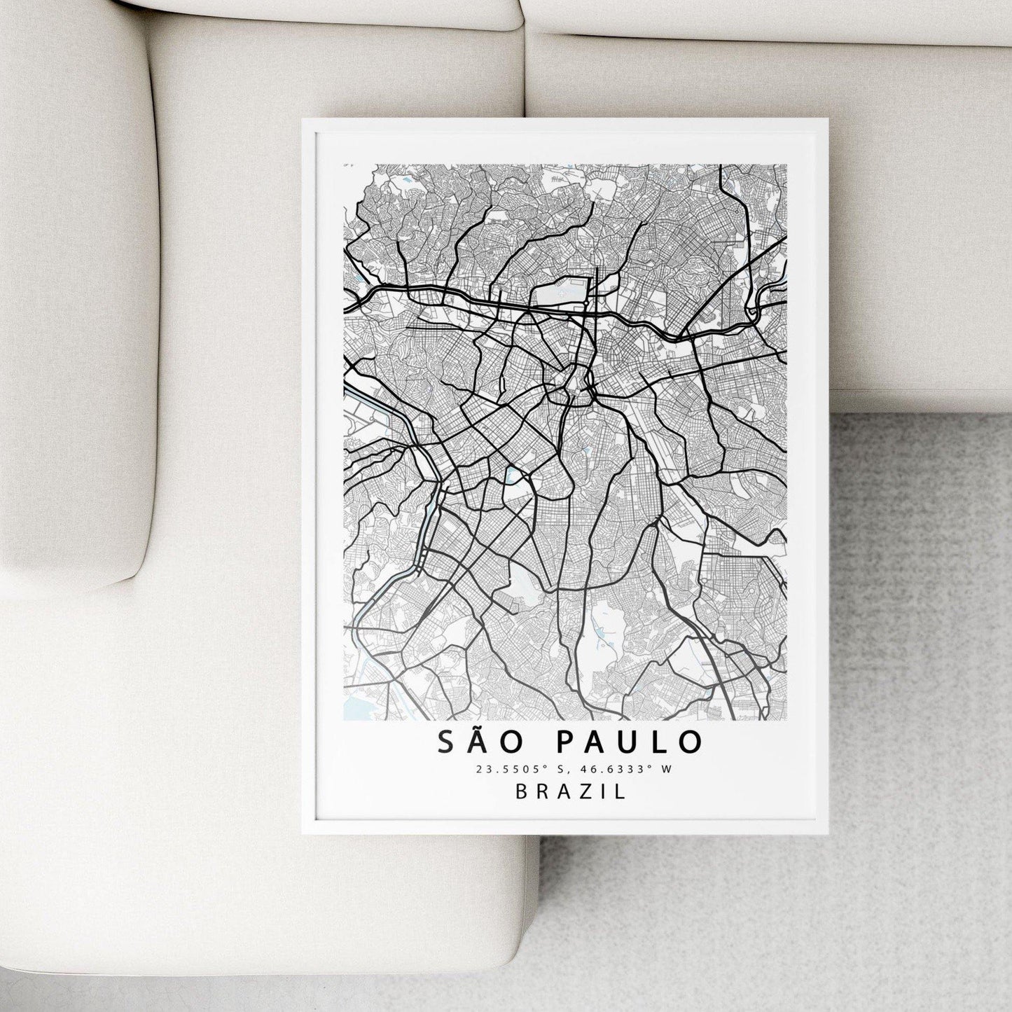 SAO PAULO Brazil Map Print | São Paulo Brasil Art Poster | City Street Road | Variety Sizes