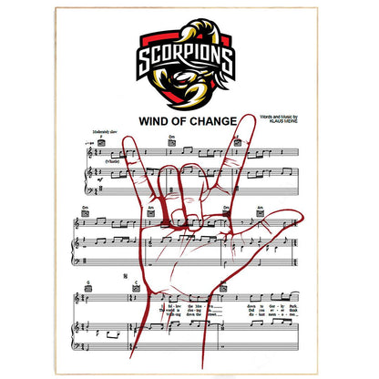 Scorpions - Wind Of Change Print | Song Music Sheet Notes Print Everyone has a favorite song especially Scorpions - Wind Of Change Poster, and now you can show the score as printed staff. The personal favorite song sheet print shows the song chosen as the score. 