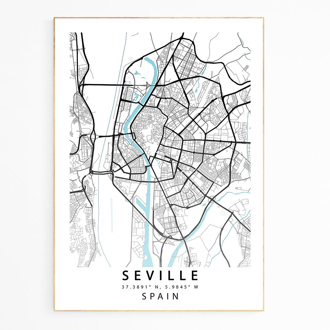 WE LOVE MAPS! This Beautiful SEVILLE Street City Map Modern Print is a great way to add a striking Design to your Home. It would also make a Fantastic Gift for a Friend or Family Member.