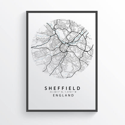 SHEFFIELD City Map Print | Sheffield Street Map Road | England Poster Art | Sheffield Wall Art | Variety Sizes - 98types