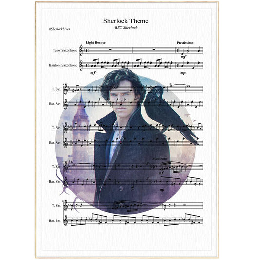 Sherlock Theme Song Print | Sheet Music Wall Art | Song Music Sheet Notes Print