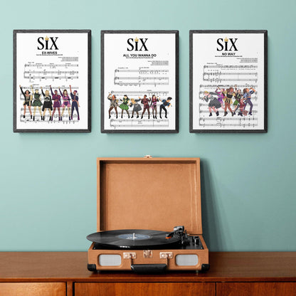 Six - All you wanna do Print | Song Music Sheet Notes Print  Everyone has a favorite Song lyric prints and Six now you can show the score as printed staff. The personal favorite song lyrics art shows the song chosen as the score.