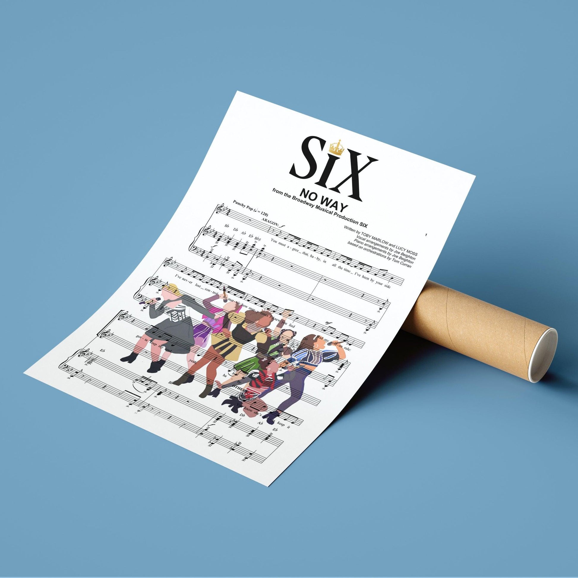 Six - No way Print | Song Music Sheet Notes Print  Everyone has a favorite Song lyric prints and Six now you can show the score as printed staff. The personal favorite song lyrics art shows the song chosen as the score.