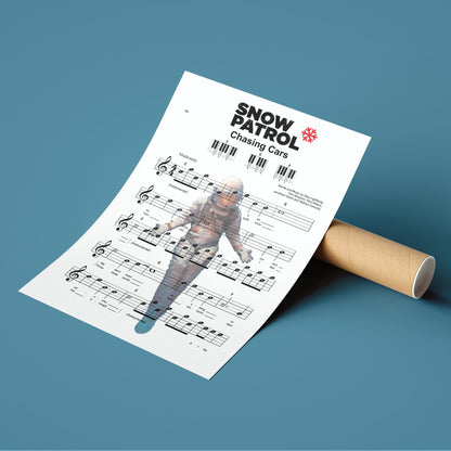 Snow Patrol - Chasing Cars Poster | Song Music Sheet Notes Print Everyone has a favorite song especially Snow Patrol Poster, and now you can show the score as printed staff. The personal favorite song sheet print shows the song chosen as the score. 