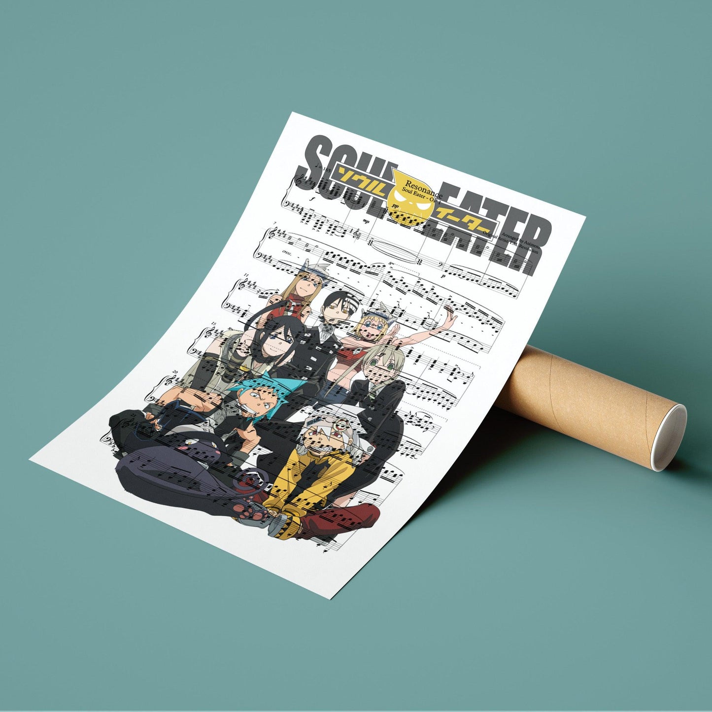 Soul Eater – Resonance Print | Song Music Sheet Notes Print  Everyone has a favorite song and now you can show the score as printed staff. The personal favorite song sheet print shows the song chosen as the score. 