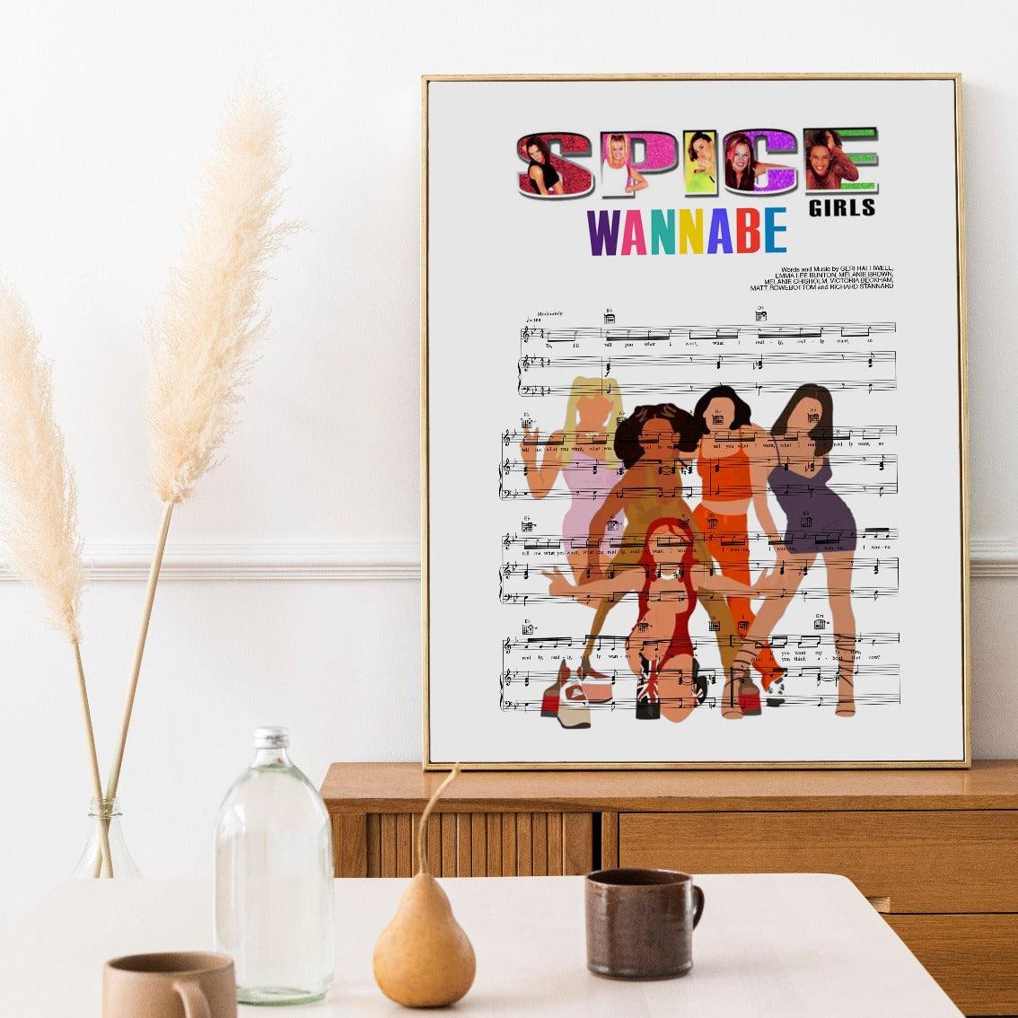 Spice Girls - Wannabe Song Music Print | Song Music Sheet Notes Print Everyone has a favorite song especially Spice Girls Wannabe, and now you can show the score as printed staff. The personal favorite song sheet print shows the song chosen as the score. 