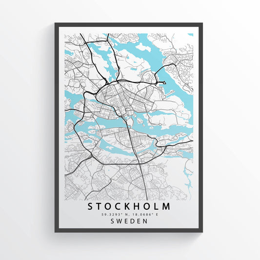 STOCKHOLM Sweden Map Print | Map Art Poster |Sverige | City Street Road Map Print | Variety Sizes - 98types
