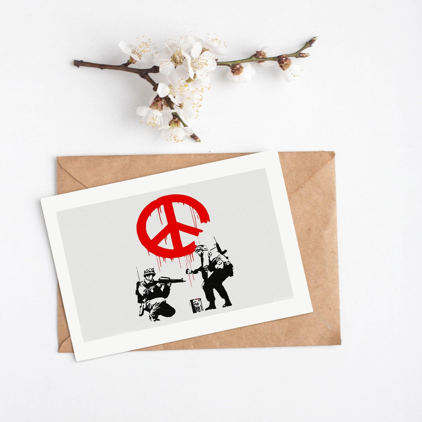 Join the revolution with this Banksy Art Peace Soldiers Poster. With a powerful street art design, this poster is perfect for anyone who wants to make a statement. Whether you're a Banksy fan or just appreciate good art, this poster is sure to liven up any room. Get it for your home, office, or even as a gift for a friend.