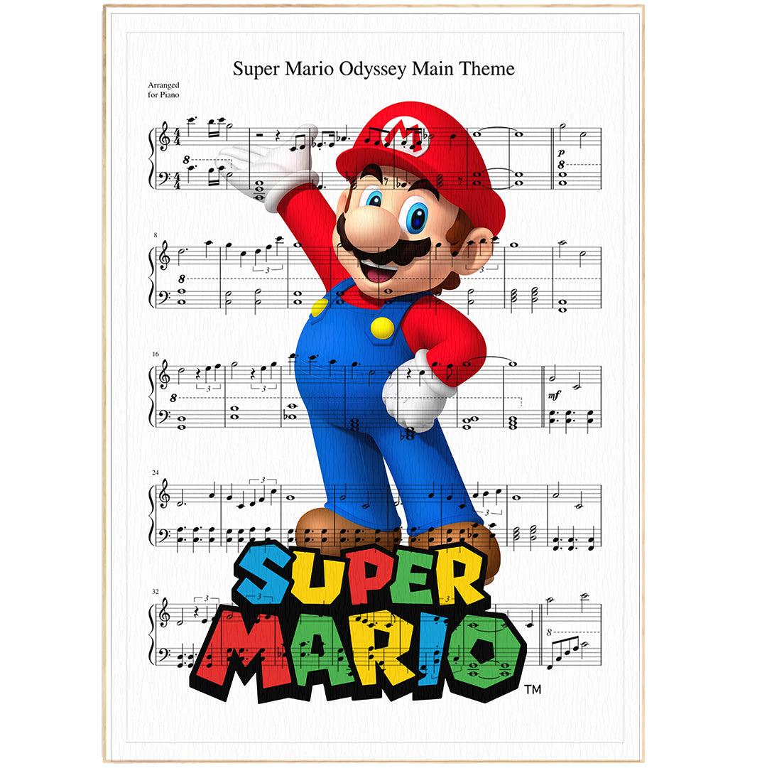 Super Mario Bros Theme Song Print | Sheet Music Wall Art | Song Music Sheet Notes Print