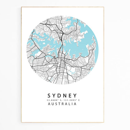 Sydney City Wall Art Print - Sydney Street Map Wall Poster - Sydney Australia Map Wall Art Gift - Sydney Map Printable Art - Minimalist Map.