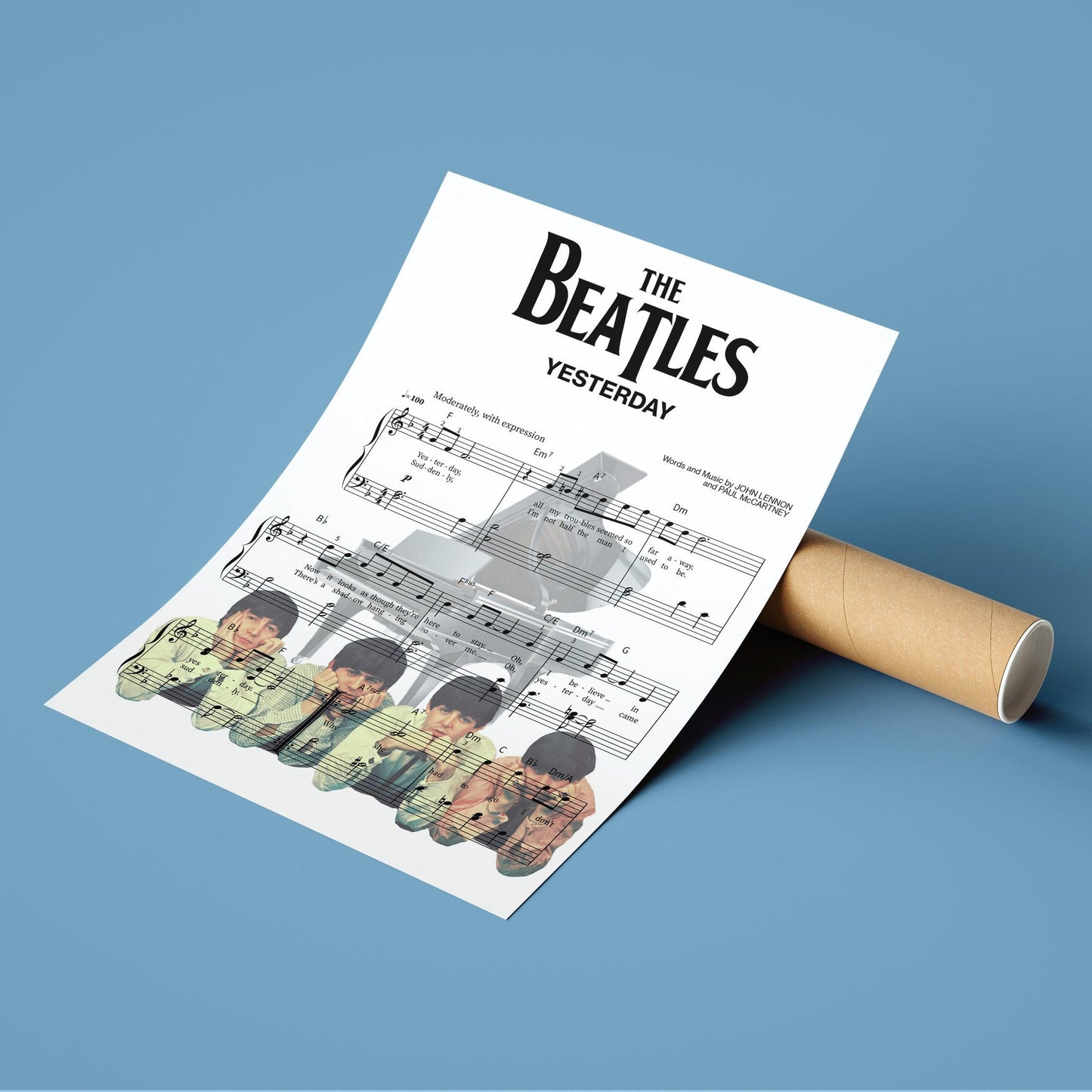 THE BEATLES - Yesterday Theme Song Print | Sheet Music Wall Art | Song Music Sheet Notes Print Everyone has a favorite song and now you can show the score as printed staff. The personal favorite song sheet print shows the song chosen as the score. 