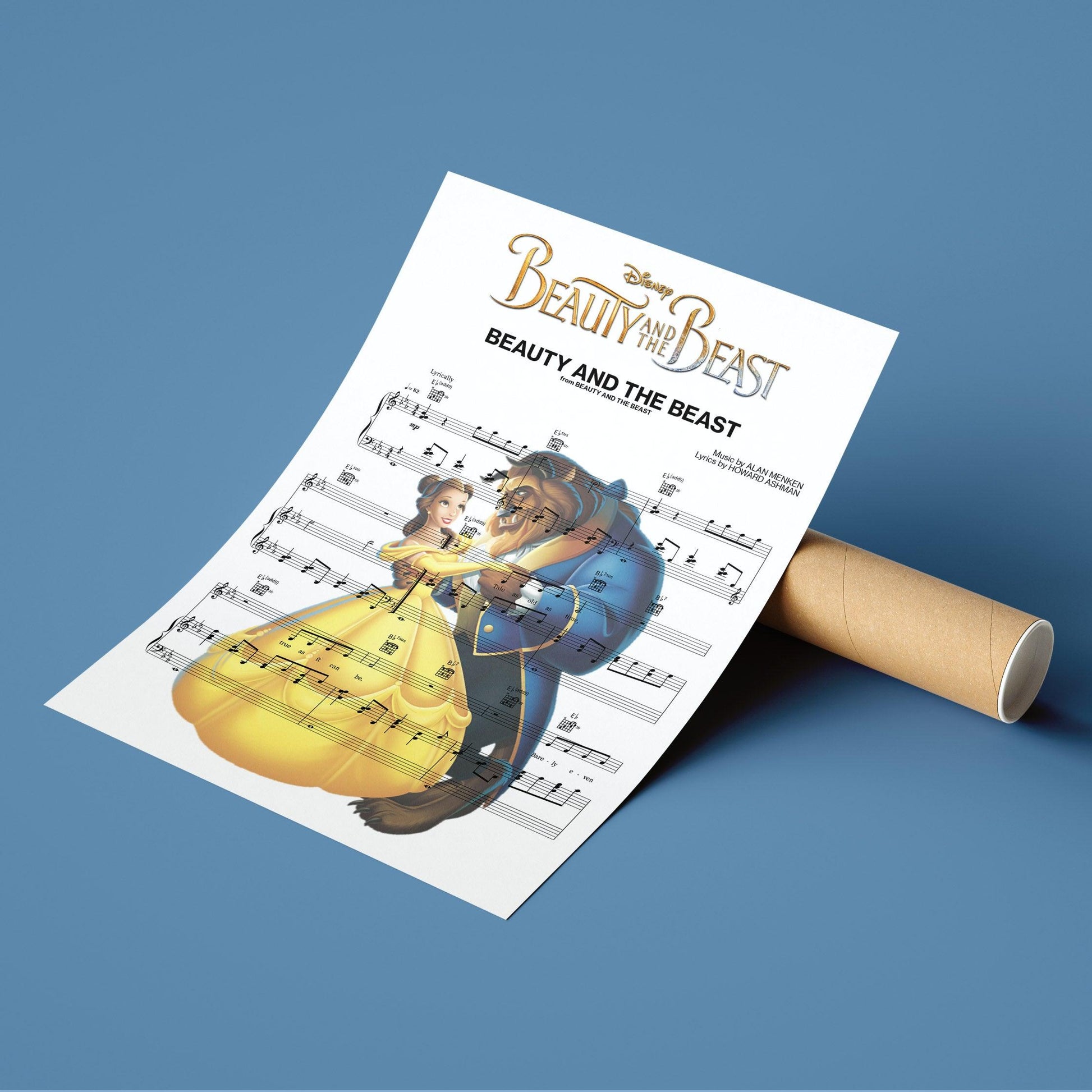 Beauty and the Beast - Theme Song Print | Sheet Music Wall Art | Song Music Sheet Notes Print Everyone has a favorite song and now you can show the score as printed staff. The personal favorite song sheet print shows the song chosen as the score. 