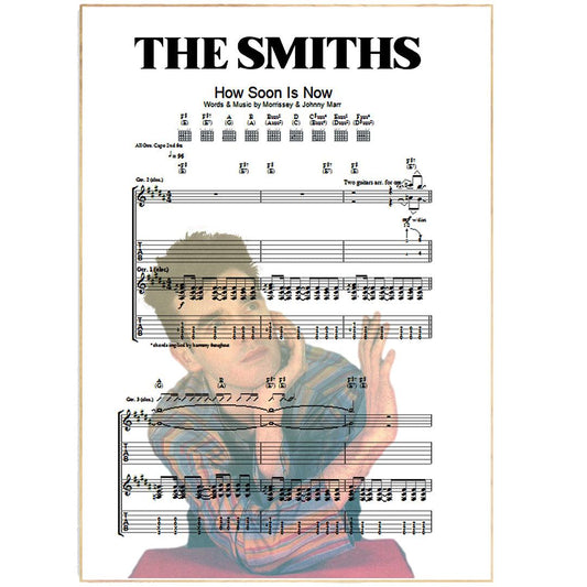 The Smiths How Soon Is Now?   Print | Song Music Sheet Notes Print Everyone has a favorite song especially The Smiths Print, and now you can show the score as printed staff. The personal favorite song sheet print shows the song chosen as the score. 
