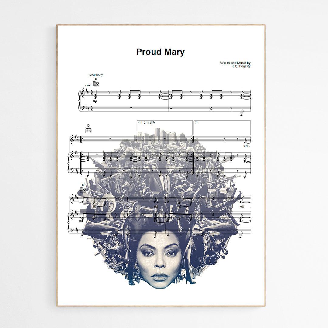 Tina Turner- Proud Mary Print | 98 Best Song Music Sheet Notes Print 