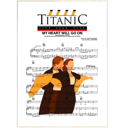Titanic Print Wall Art - Titanic My Heart Will Go On music sheet print - Home or gift idea - A4 Print