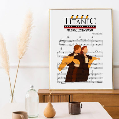 Titanic Print Wall Art - Titanic My Heart Will Go On music sheet print - Home or gift idea - A5 Print