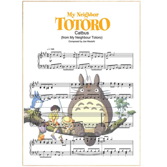 My Neighbor Totoro - Cat Bus Song Print | Sheet Music Wall Art | Song Music Sheet Notes Print Everyone has a favorite song and now you can show the score as printed staff. The personal favorite song sheet print shows the song chosen as the score. 