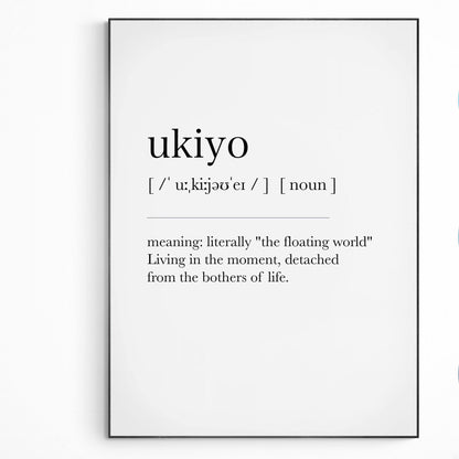 Ukiyo Definition Print | Dictionary Art Poster | Wall Home Decor Print | Funny Gifts Quote | Greeting Card | Variety Sizes - 98types