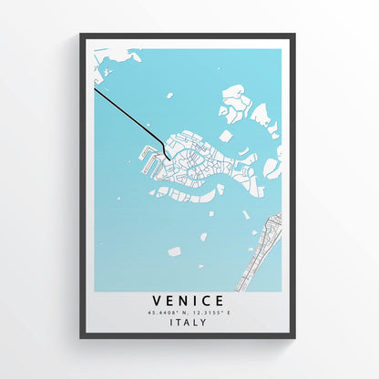 VENICE Italy Map Print | Venezia Italia Map Art Poster | Venetian | City Street Road Map Print | Variety Sizes - 98types