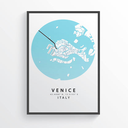 VENICE Italy Map Print | Venezia Italia Map Art Poster | Venetian | City Street Road Map Print | Variety Sizes - 98types