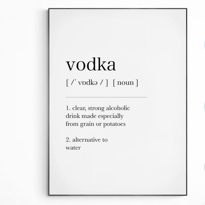 Vodka Definition Print | Dictionary Art Poster | Wall Home Decor Print | Funny Gifts Quote | Greeting Card | Variety Sizes - 98types